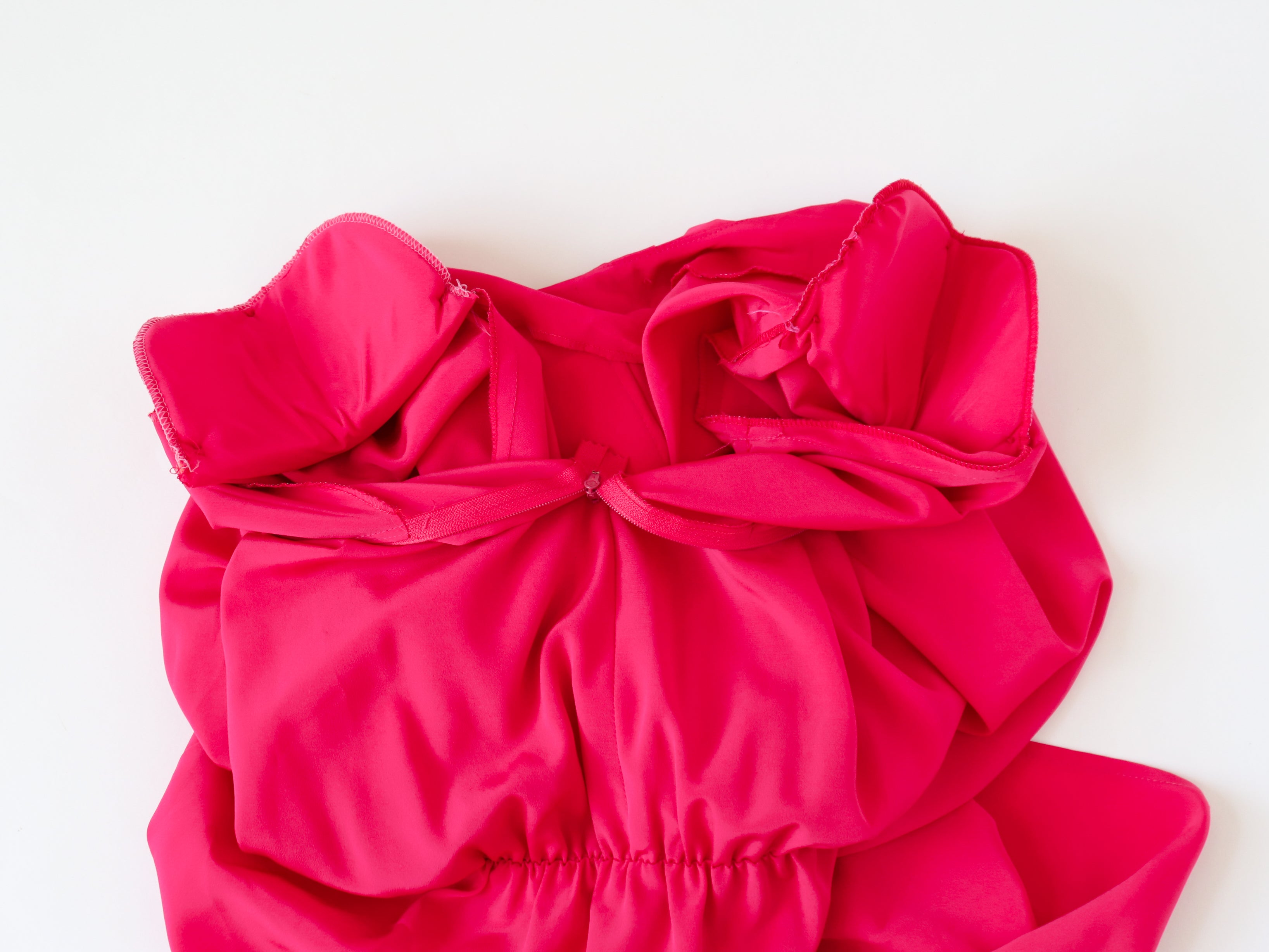 Vintage 1980s Pink Polyester Dress - Elastic Waist - M / UK 12