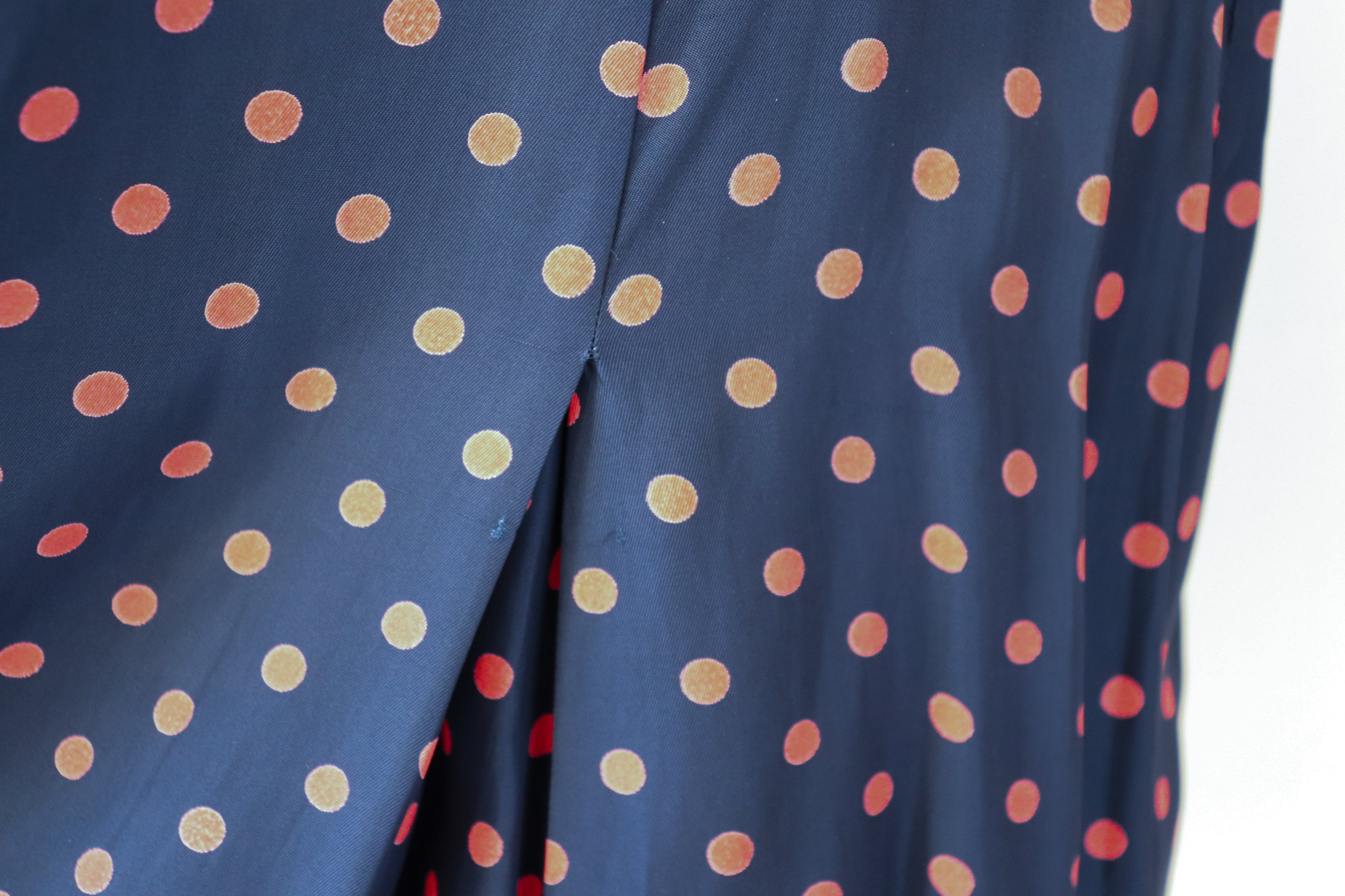 Vintage 1970s Dress - Blue Red Polka Dot / Spotted - S / UK 10