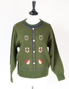Green Wool Blend Jumper - 1960s Beatnik Style - S / UK 10