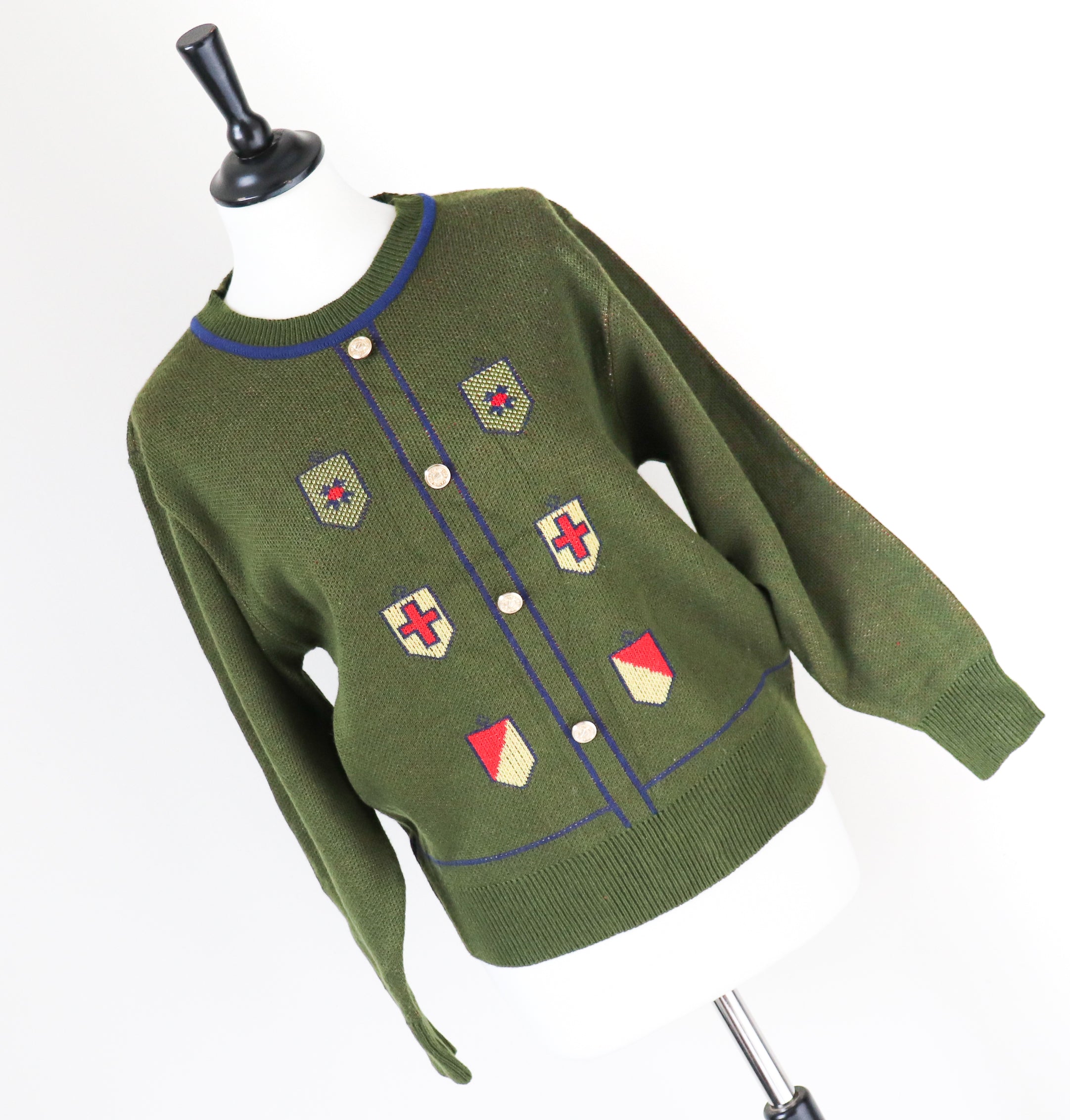 Green Wool Blend Jumper - 1960s Beatnik Style - S / UK 10