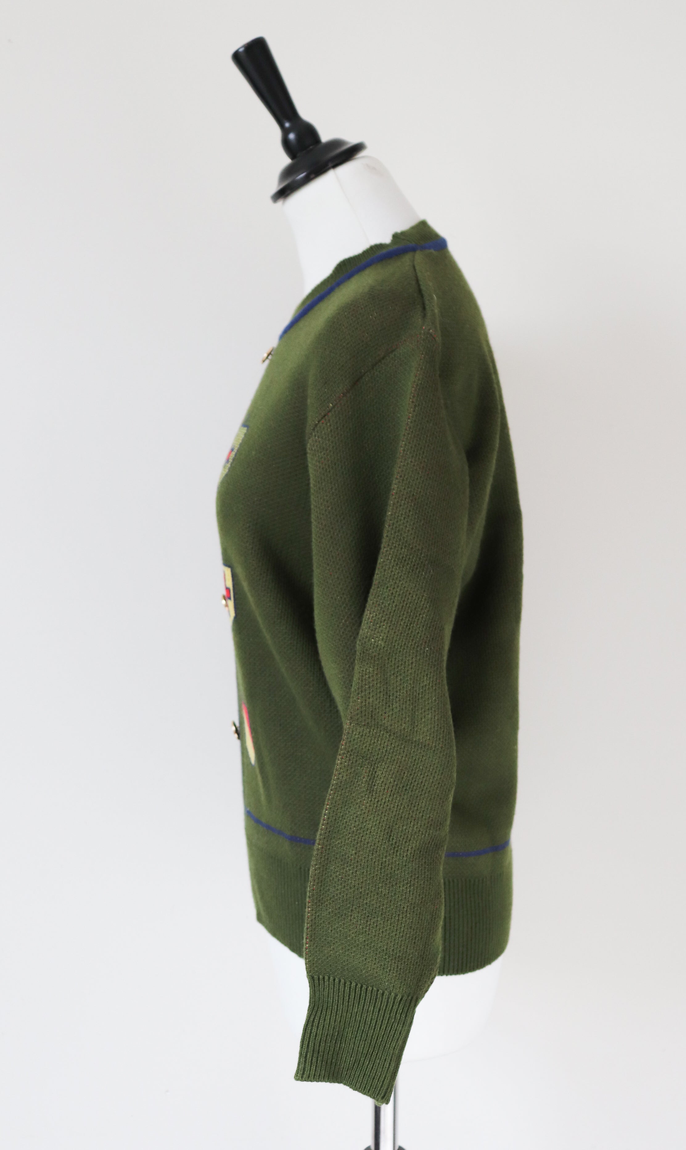 Green Wool Blend Jumper - 1960s Beatnik Style - S / UK 10