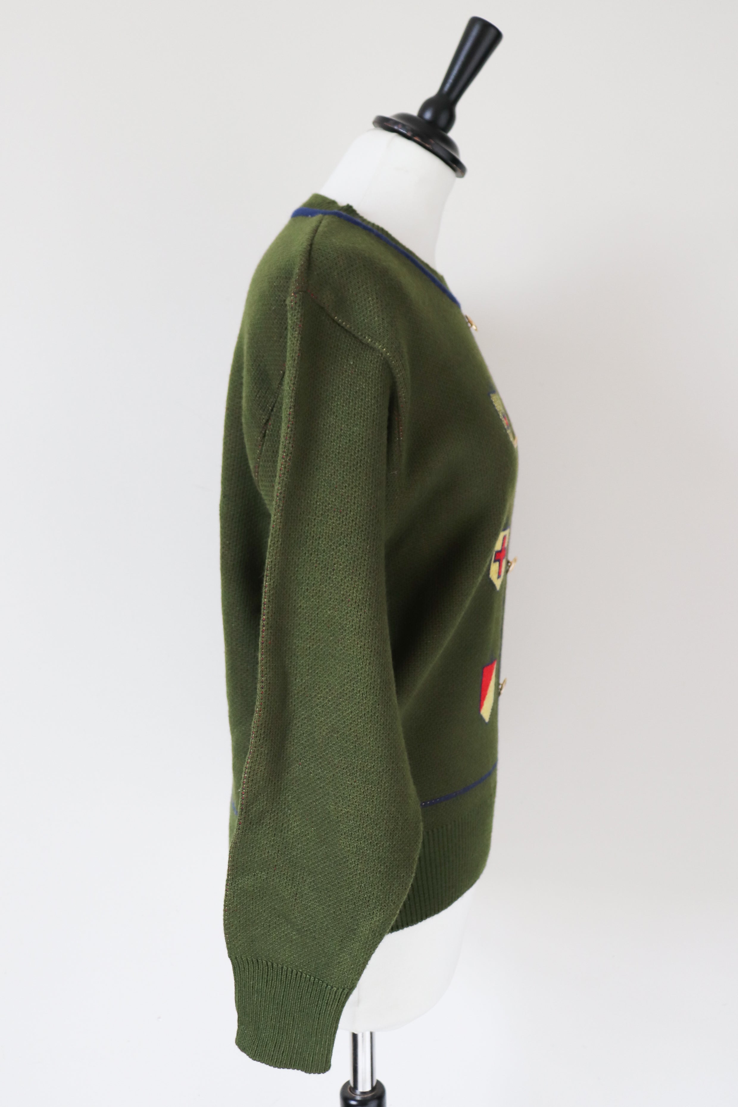 Green Wool Blend Jumper - 1960s Beatnik Style - S / UK 10