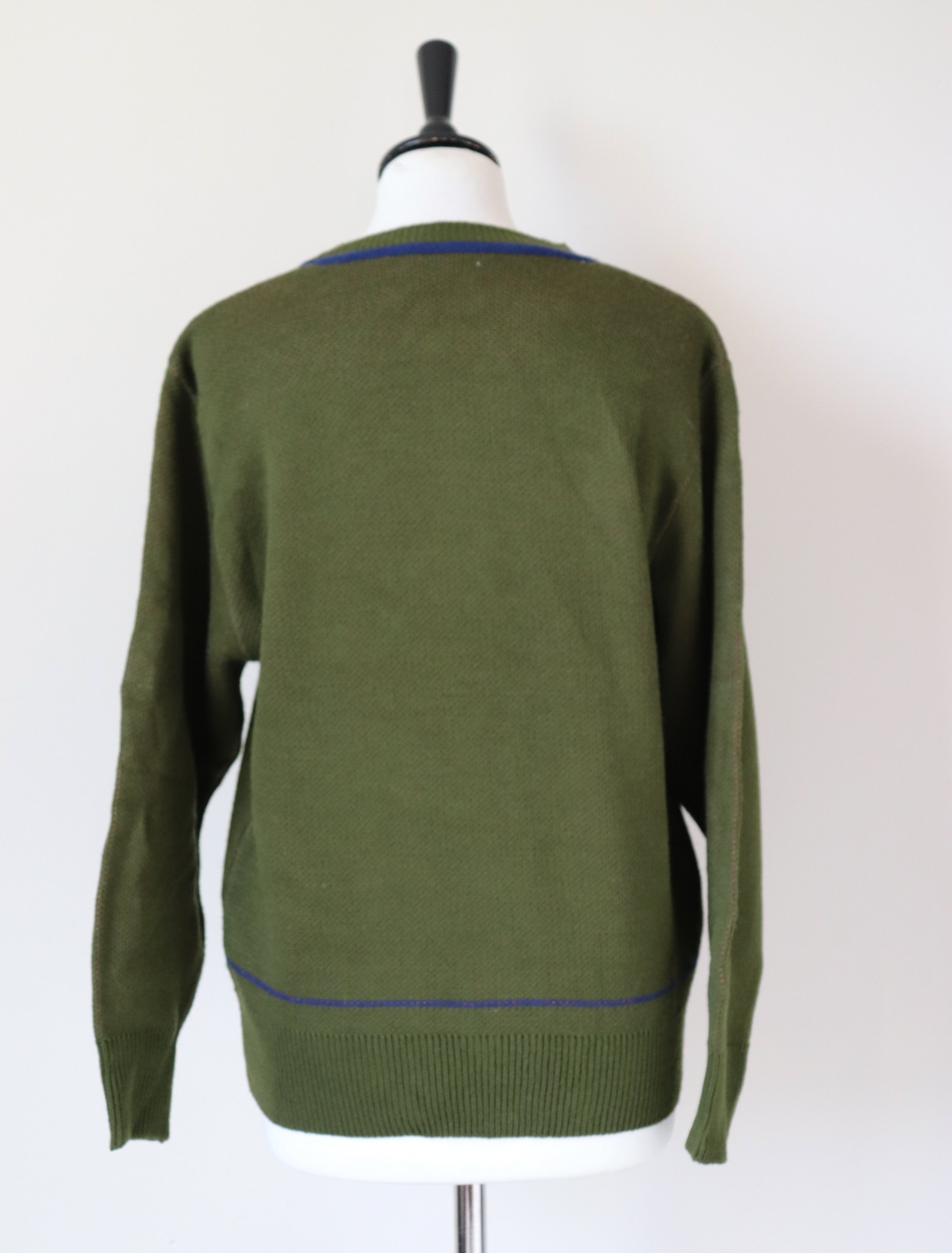 Green Wool Blend Jumper  - 1960s Beatnik Style - S /  UK 10