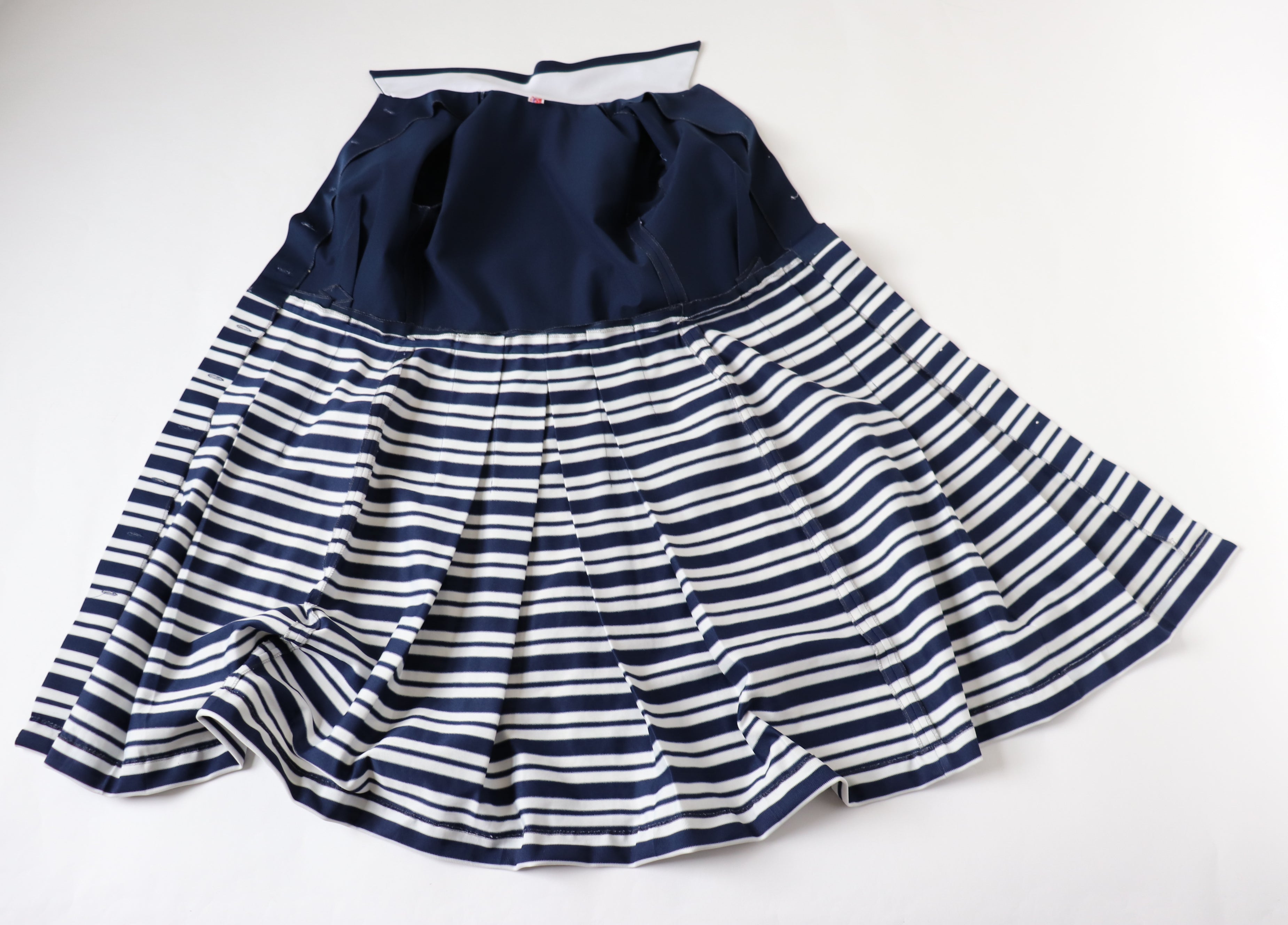 1970s Shirt Waister Vintage Dress - Blue / Striped - UK 10 / 12