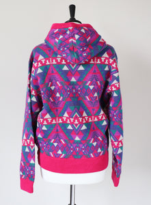 Hooded Wool Cardigan - Fair Isle Nordic  Ski Knit - Zip Hoodie - S / UK 10