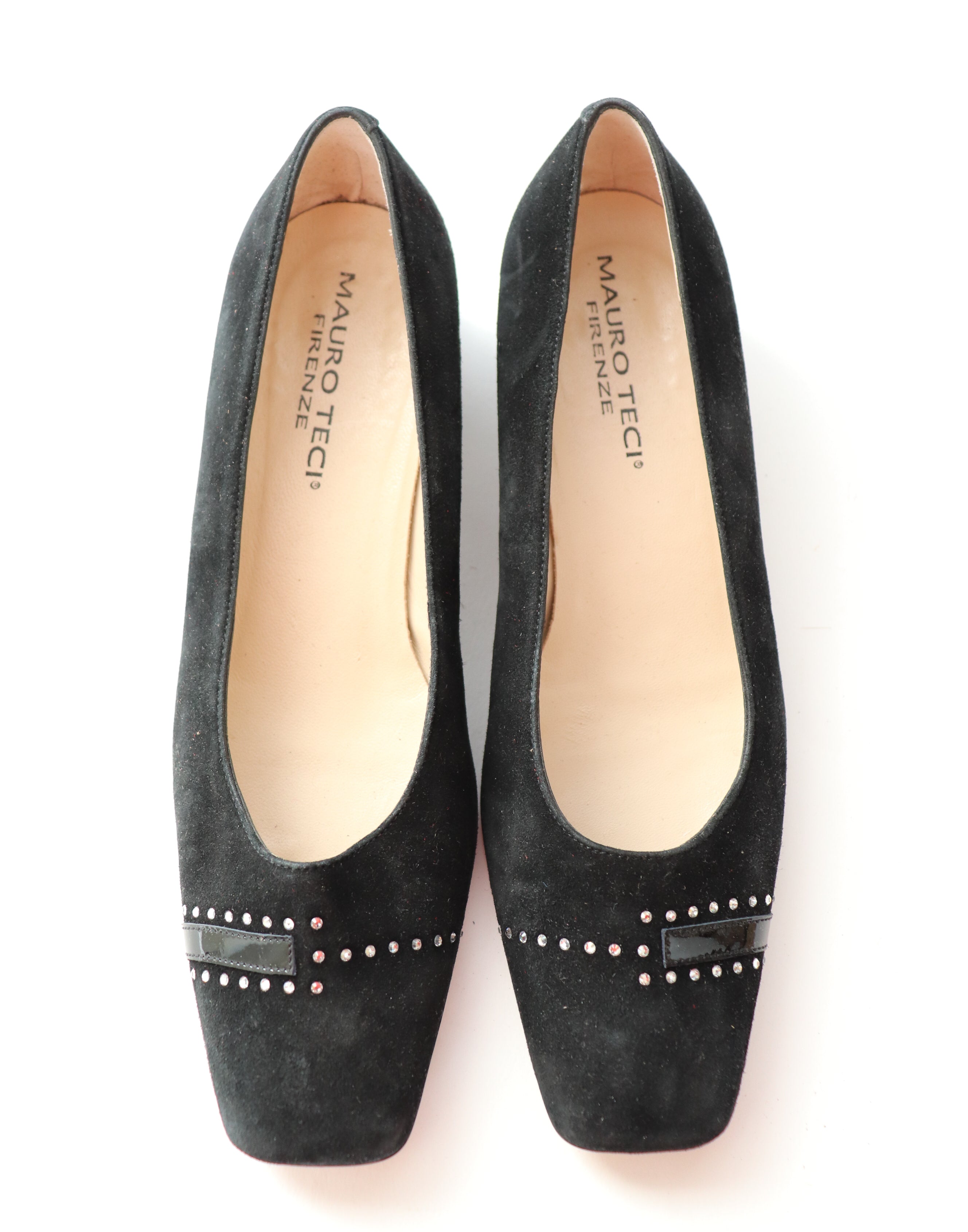 Mauro Teci Black Suede Pumps - 1960s Party Style - Leather 37.5 / UK 4.5