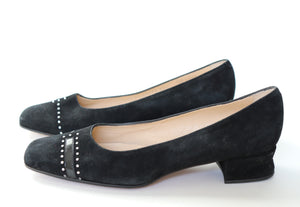 Mauro Teci Black Suede Pumps - 1960s Party Style - Leather 37.5 / UK 4.5