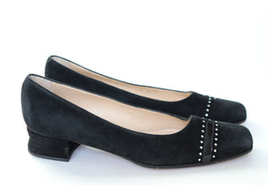 Mauro Teci Black Suede Pumps - 1960s Party Style - Leather 37.5 / UK 4.5