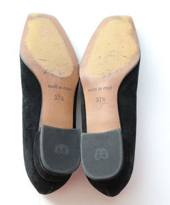 Mauro Teci Black Suede Pumps - 1960s Party Style - Leather 37.5 / UK 4.5