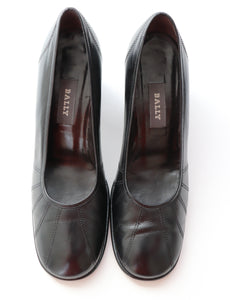 BALLY Shoes Black Leather Block Heel Label UK 5 Fit 37.5