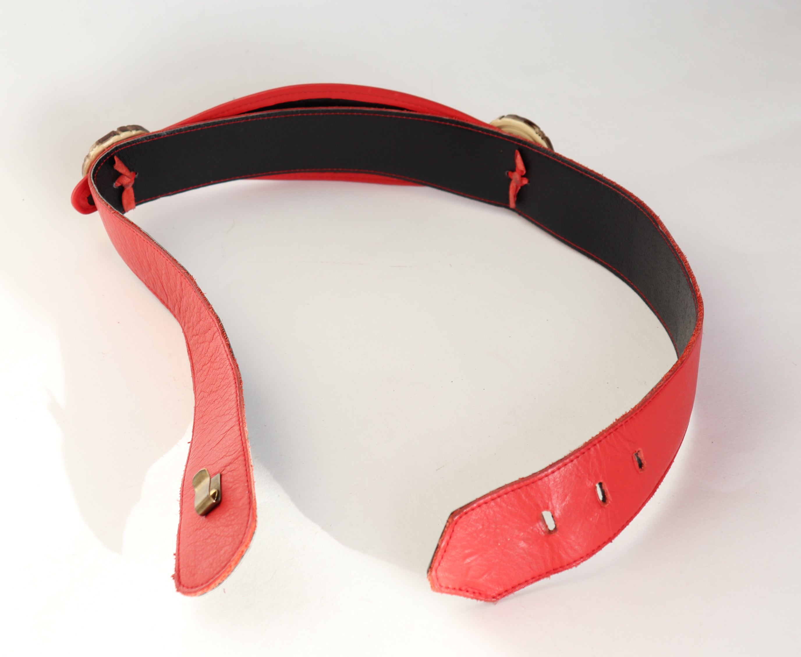 Red Leather Tirol / Dirndle  Vintage Belt -  Oktoberfest - Black Suede  - Small