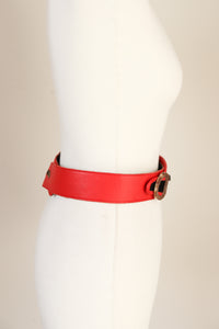Red Leather Tirol / Dirndle  Vintage Belt - Oktoberfest - Black Suede - Small