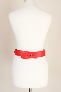 Red Leather Tirol / Dirndle  Vintage Belt - Oktoberfest - Black Suede - Small