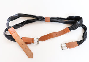 Double Strand  Leather 1980s Vintage Belt - Punk Style - Wide - Small / Medium