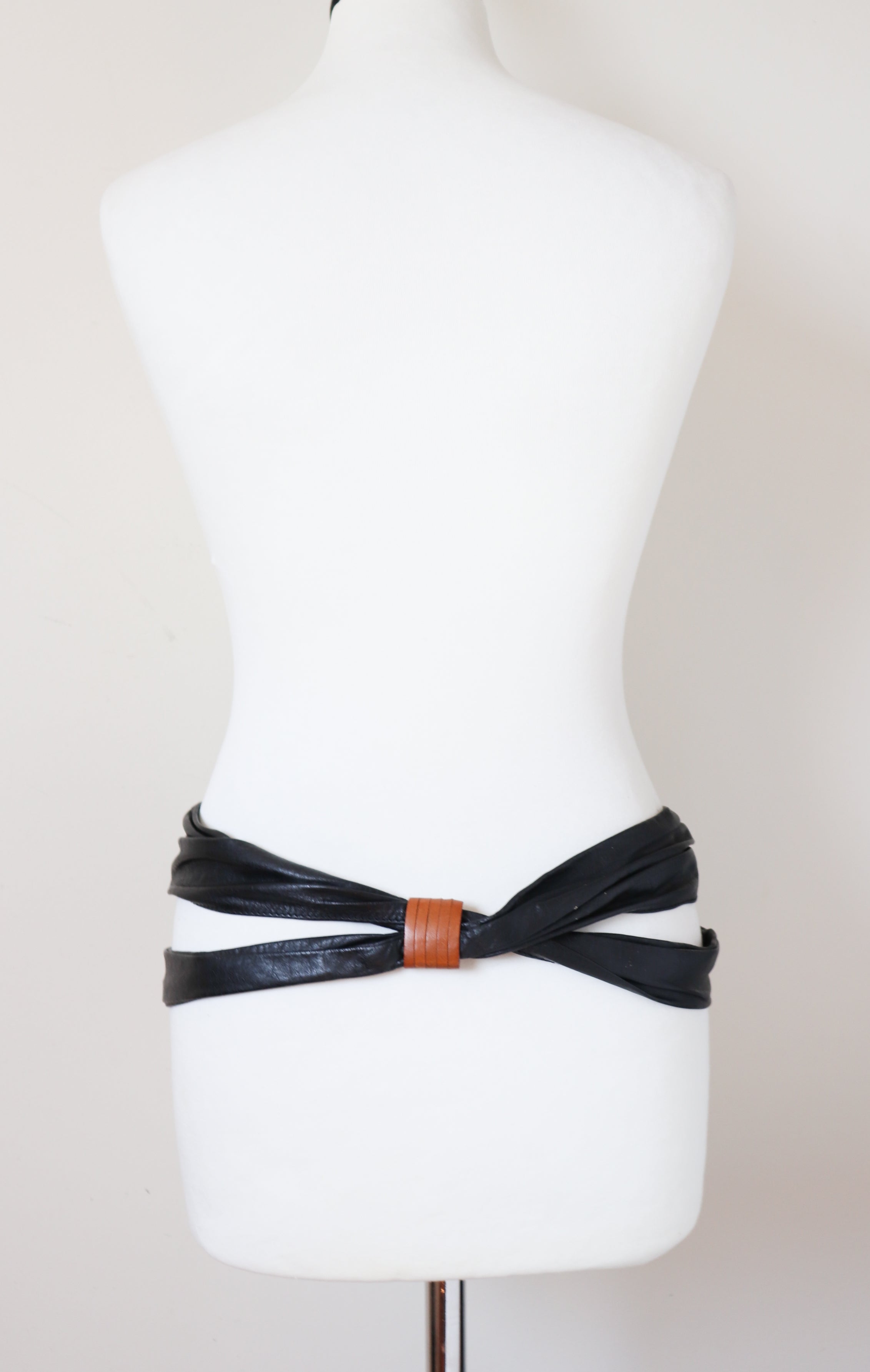 Double Strand  Leather 1980s Vintage Belt - Punk Style - Wide - Small / Medium