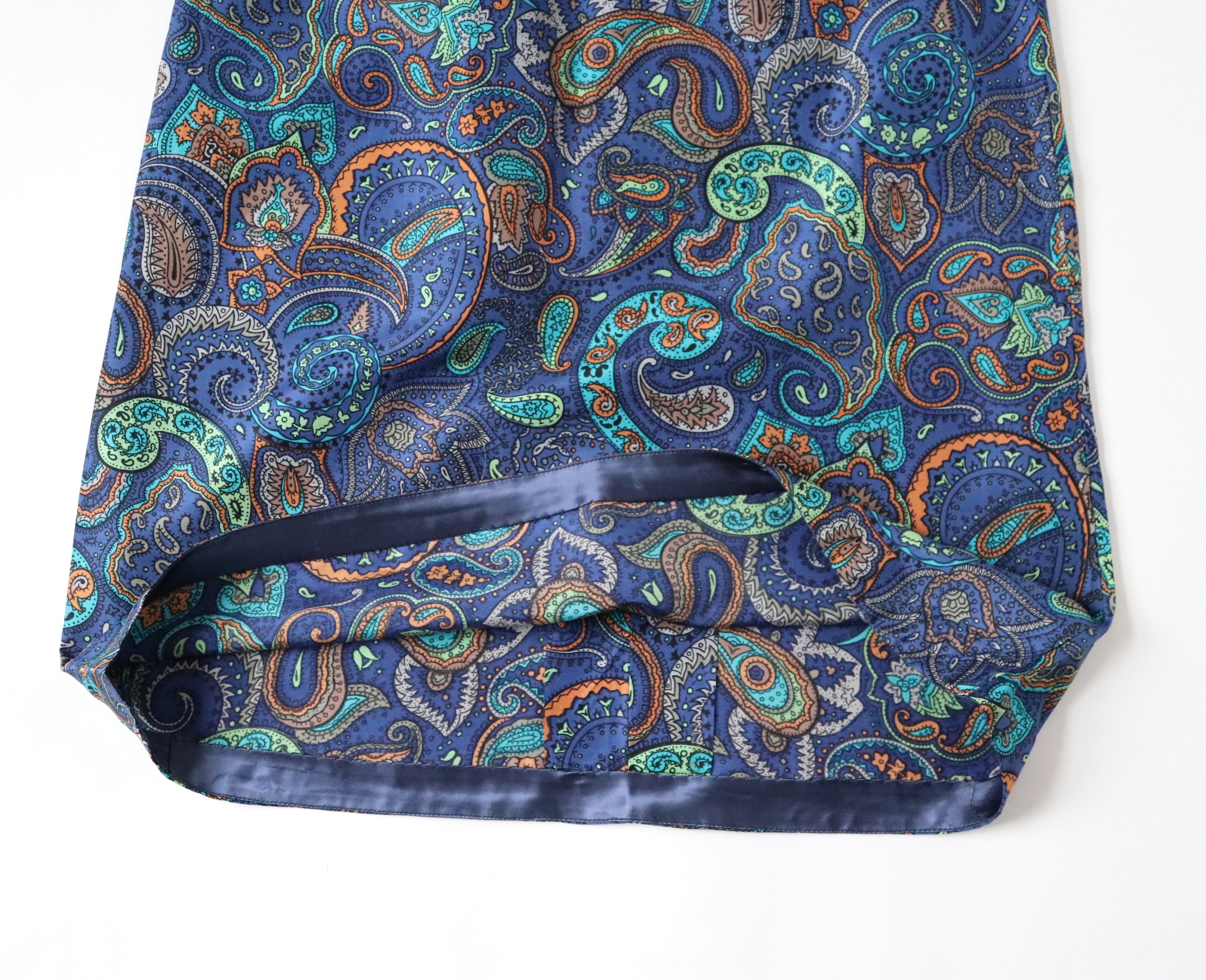 Vintage  1960s Dress - Empire Waist -  Blue Paisley -  XS / S - UK 8 / 10