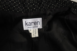 Karen Collarless Suit Jacket - Woven Wool - Black Spotted - XS / S - UK 8 / 10