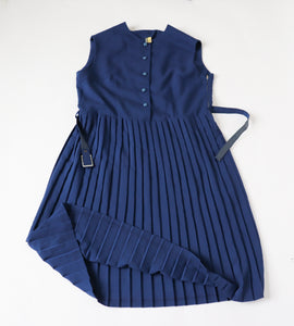 Vintage 1960s Shirt Waister Tea Dress - Sleeveless - Blue - M / UK 12