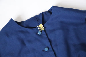 Vintage 1960s Shirt Waister Tea Dress - Sleeveless - Blue - M / UK 12