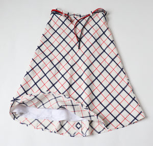 Vintage A-Line Skirt - Red / Blue / Ivory Check - XXXS - UK 4 / 6