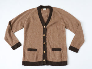 Peruvian Alpaca Wool Cardigan - Brown - Long / Straight - M / UK 12