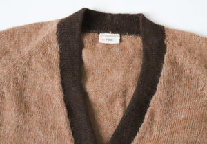 Peruvian  Alpaca Wool Cardigan - Brown - Long / Straight -   M / UK 12