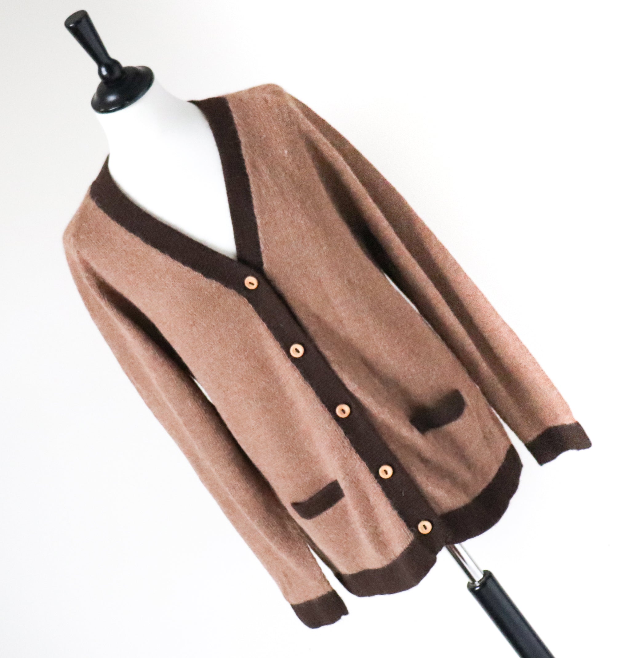 Peruvian Alpaca Wool Cardigan - Brown - Long / Straight - M / UK 12