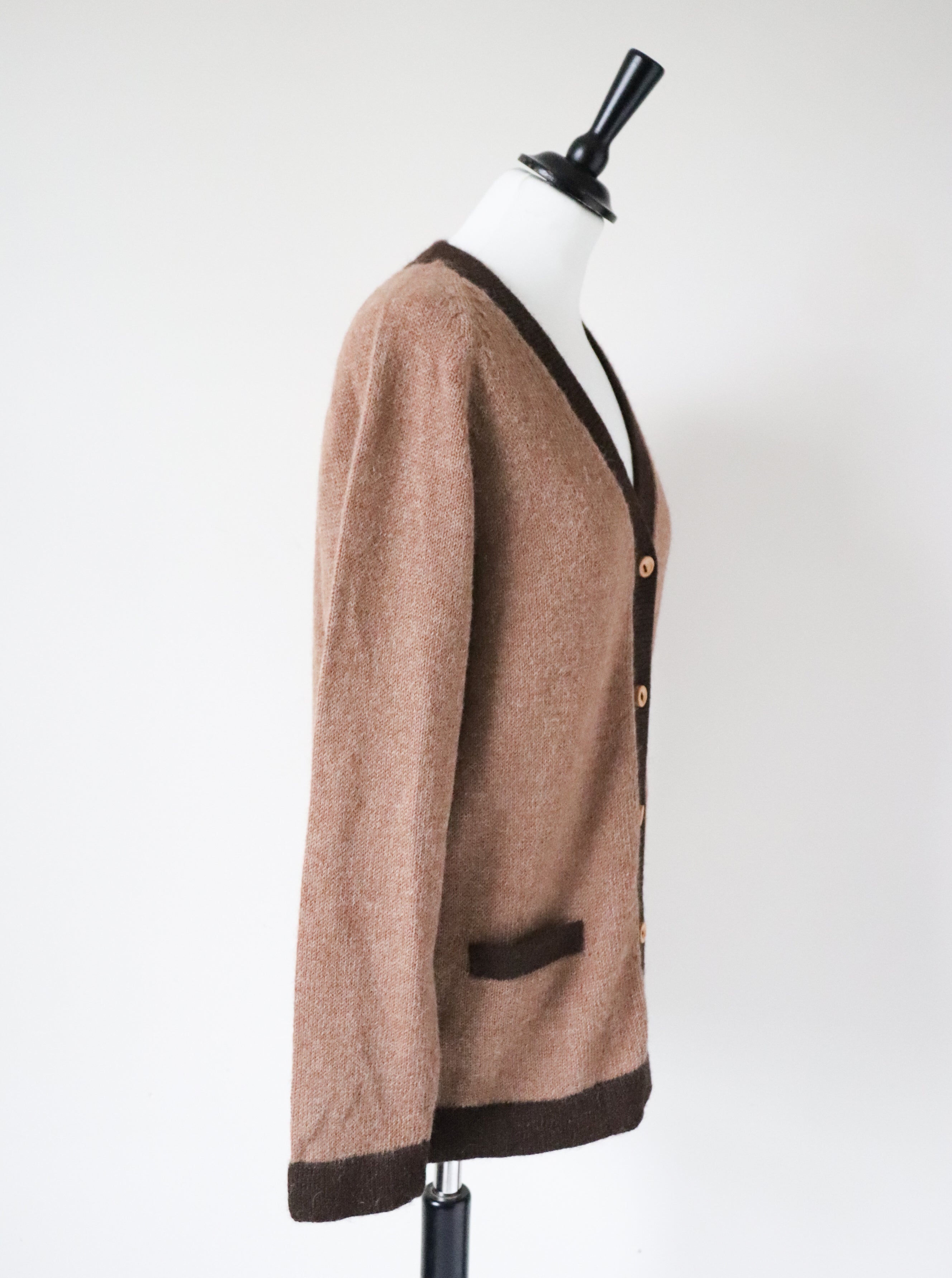 Peruvian Alpaca Wool Cardigan - Brown - Long / Straight - M / UK 12