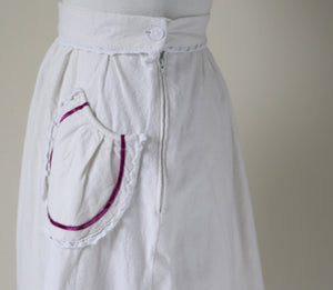 Vintage Prairie / Peasant Skirt - Cream Flannel Fabric - XXXS UK 4 / 6