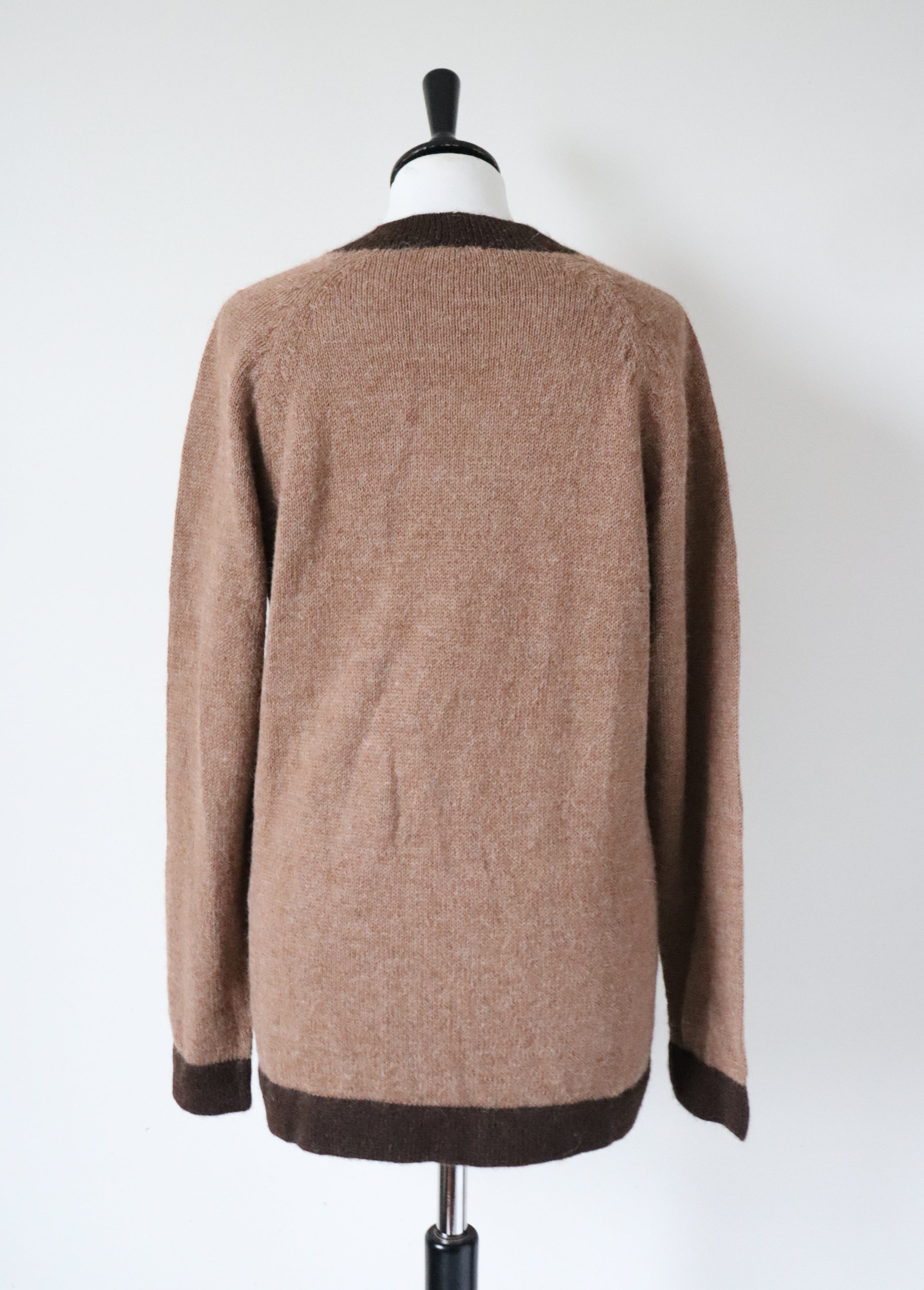Peruvian Alpaca Wool Cardigan - Brown - Long / Straight - M / UK 12