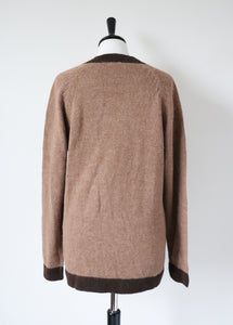 Peruvian Alpaca Wool Cardigan - Brown - Long / Straight - M / UK 12