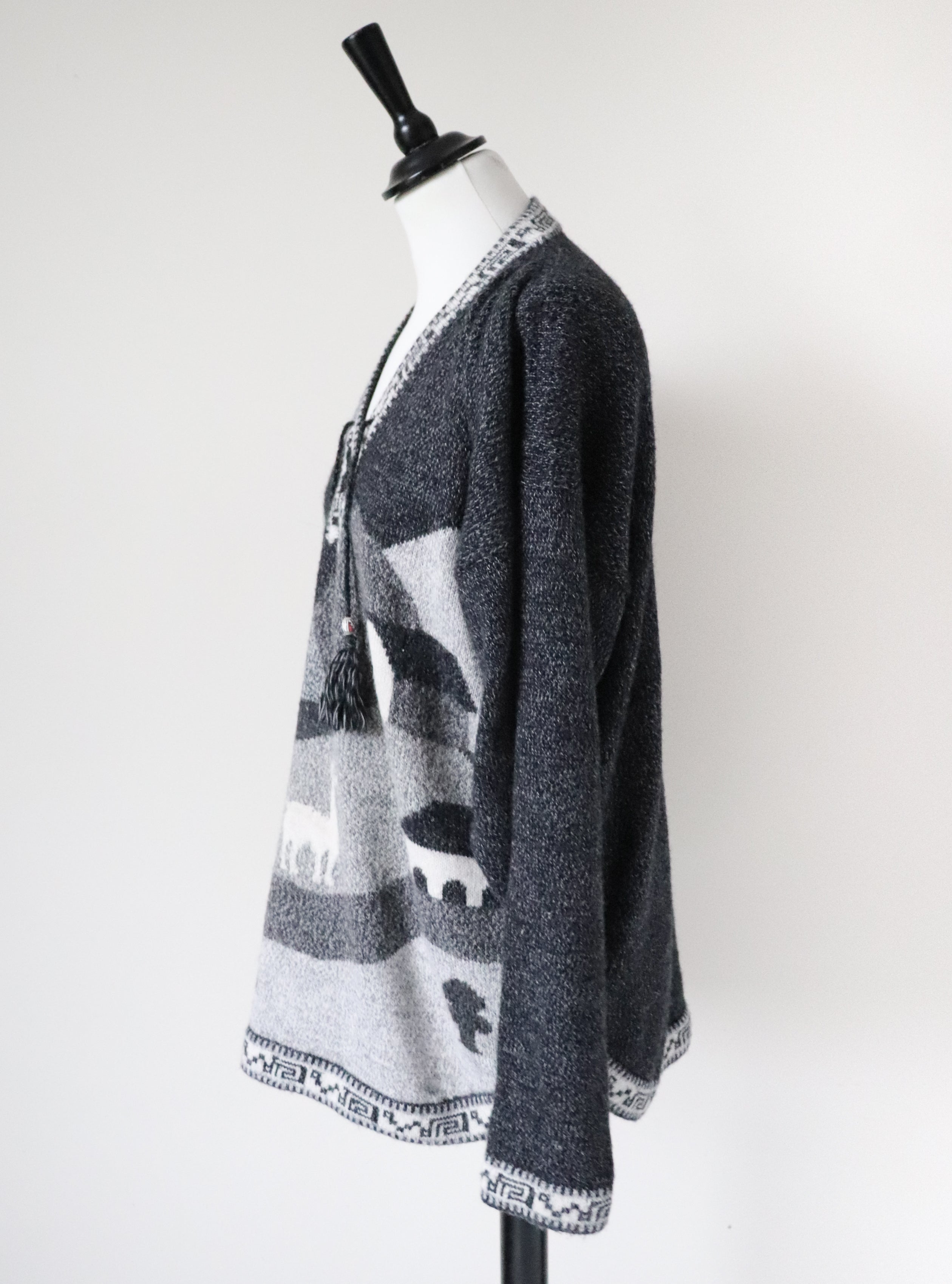 Landscape Alpaca Wool Jumper - Grey - Peruvian  L / UK 14