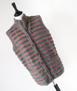 1980s Vintage Gilet - Reversible - Wool Cotton Multicolours  - S / UK 10