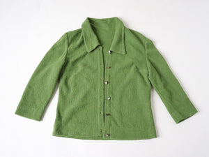 1960s Knitted Cardigan - Vintage Top - Green - M /  UK 12