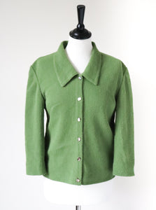 1960s Knitted Cardigan - Vintage Top - Green - M /  UK 12