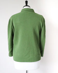 1960s Knitted Cardigan - Vintage Top - Green - M /  UK 12