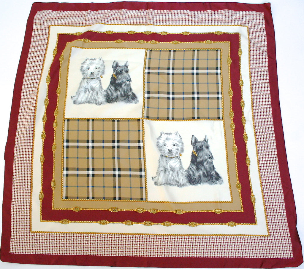 Two Terriers - Vintage polyester scarf