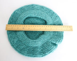 Vintage Wool Hand Knitted Beret - Aqua Green - Medium