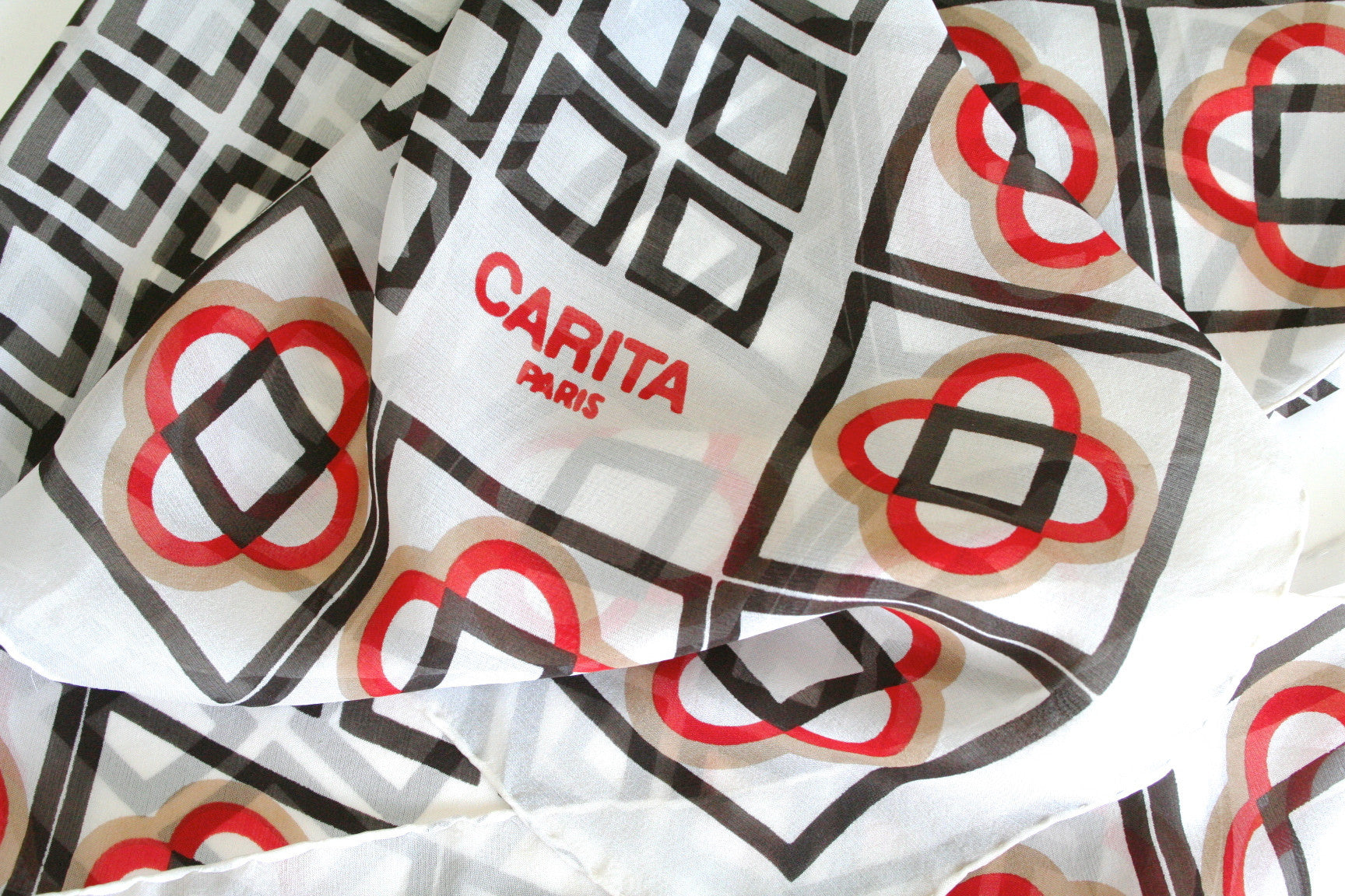 Carita 70s light chiffon silk vintage scarf - Medium