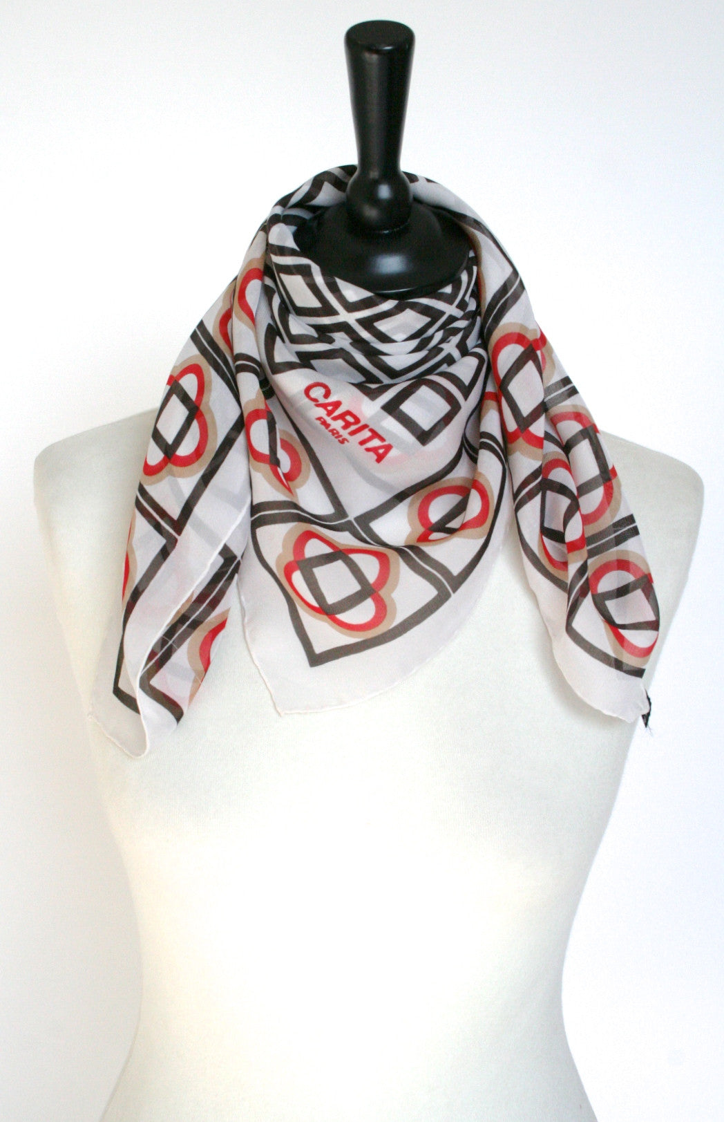 Carita 70s light chiffon silk vintage scarf - Medium