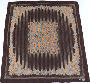 Michel - Paris Vintage 1970s  Silk Scarf - Brown - LARGE