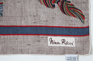 Nina Ricci Vintage Silk Scarf  -  Trompe L'oeil Fabric Print - LARGE