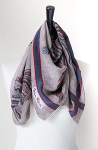 Nina Ricci Vintage Silk Scarf  - Trompe L'Oeil Fabric Print - LARGE