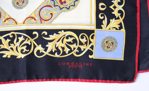 Lombagine - Paris Vintage  Silk Scarf  - Baroque - Yellow Cream / Black -  Long