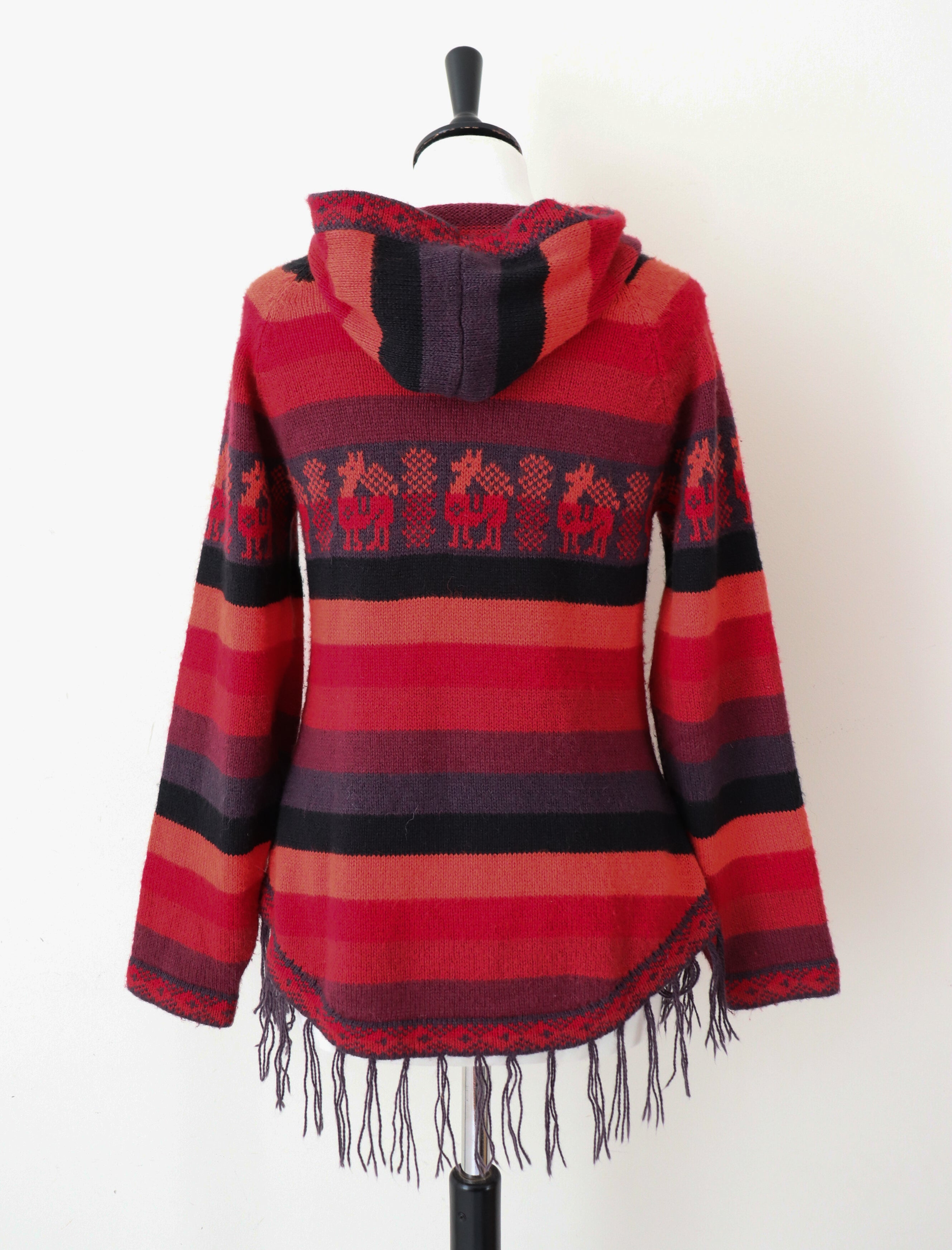 Alpaca Peruvian Hoodie Tunic Jumper - S / M - UK 10 / 12