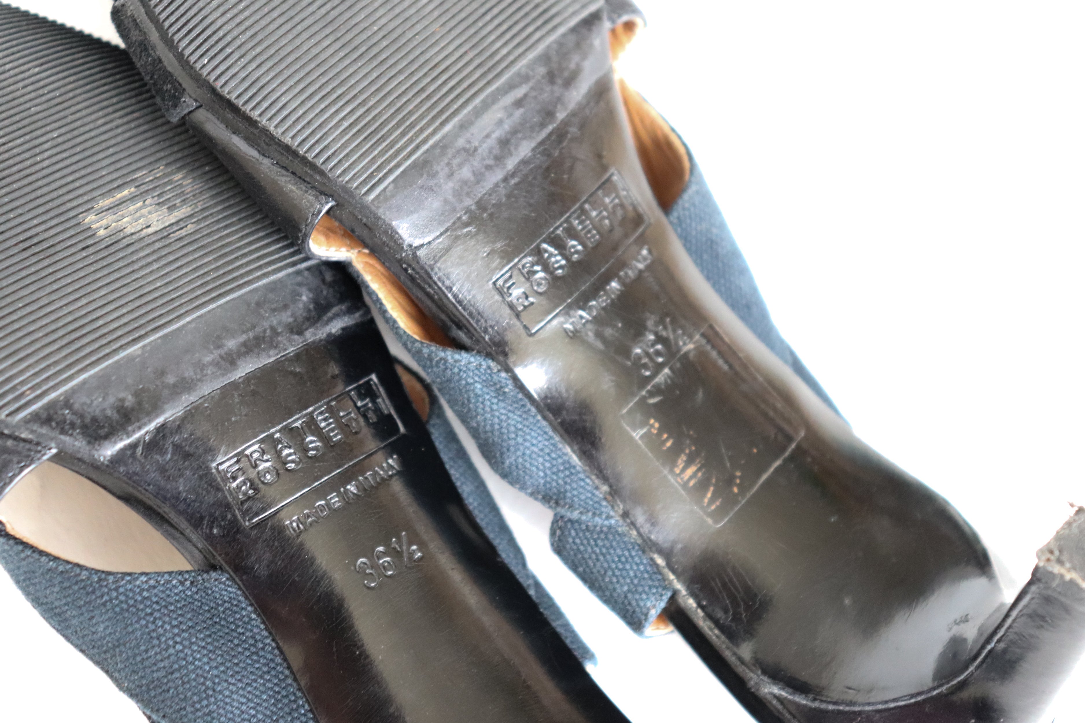 Fratelli Rossetti Slingback Shoes - Black Leather Kitten Heels - 36.5 / UK 3.5