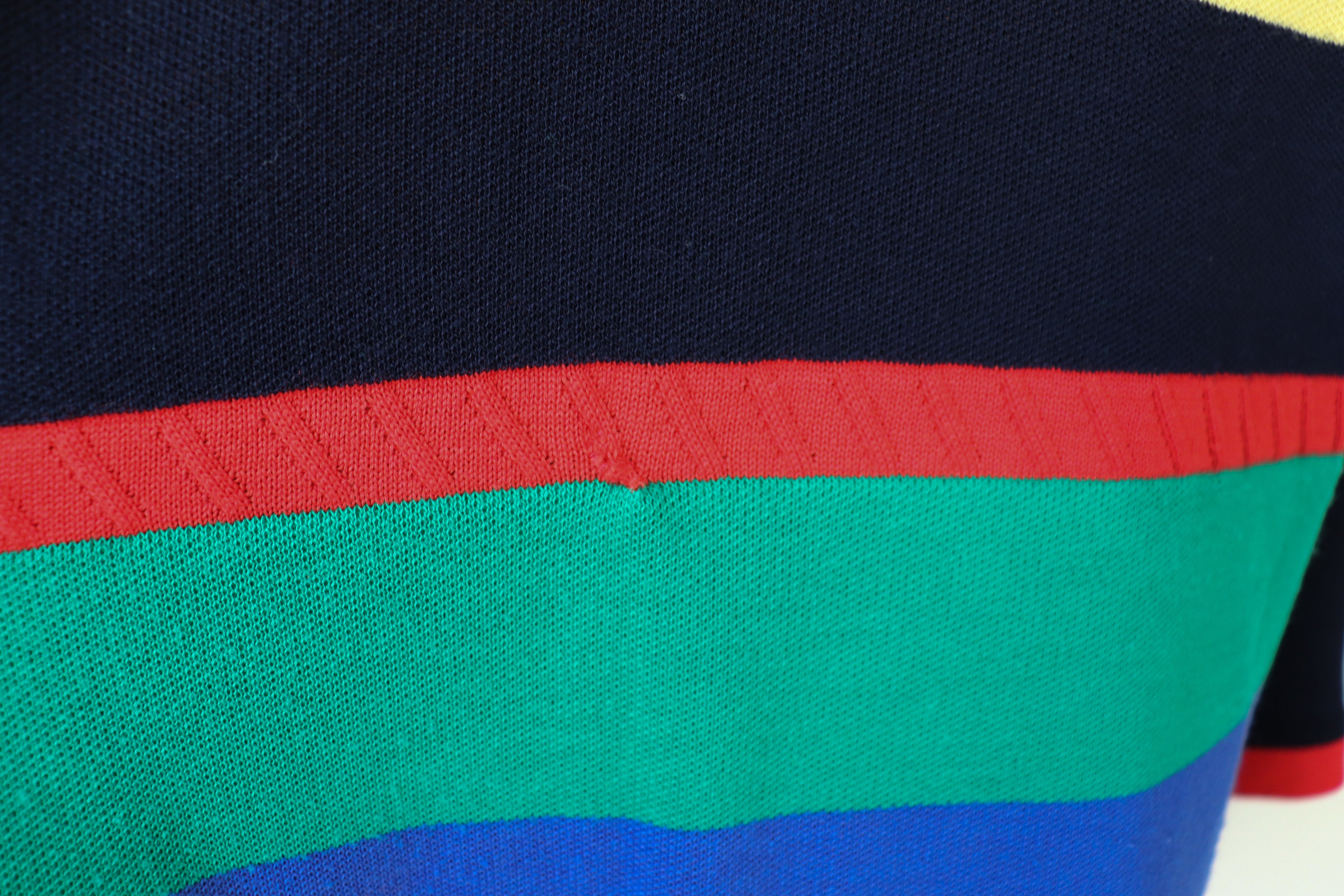 Long Vintage Cardigan - 1990s - Wool Blend - Colour Block Striped - L / UK 14
