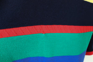 Long Vintage Cardigan - 1990s - Wool Blend - Colour Block Striped - L / UK 14