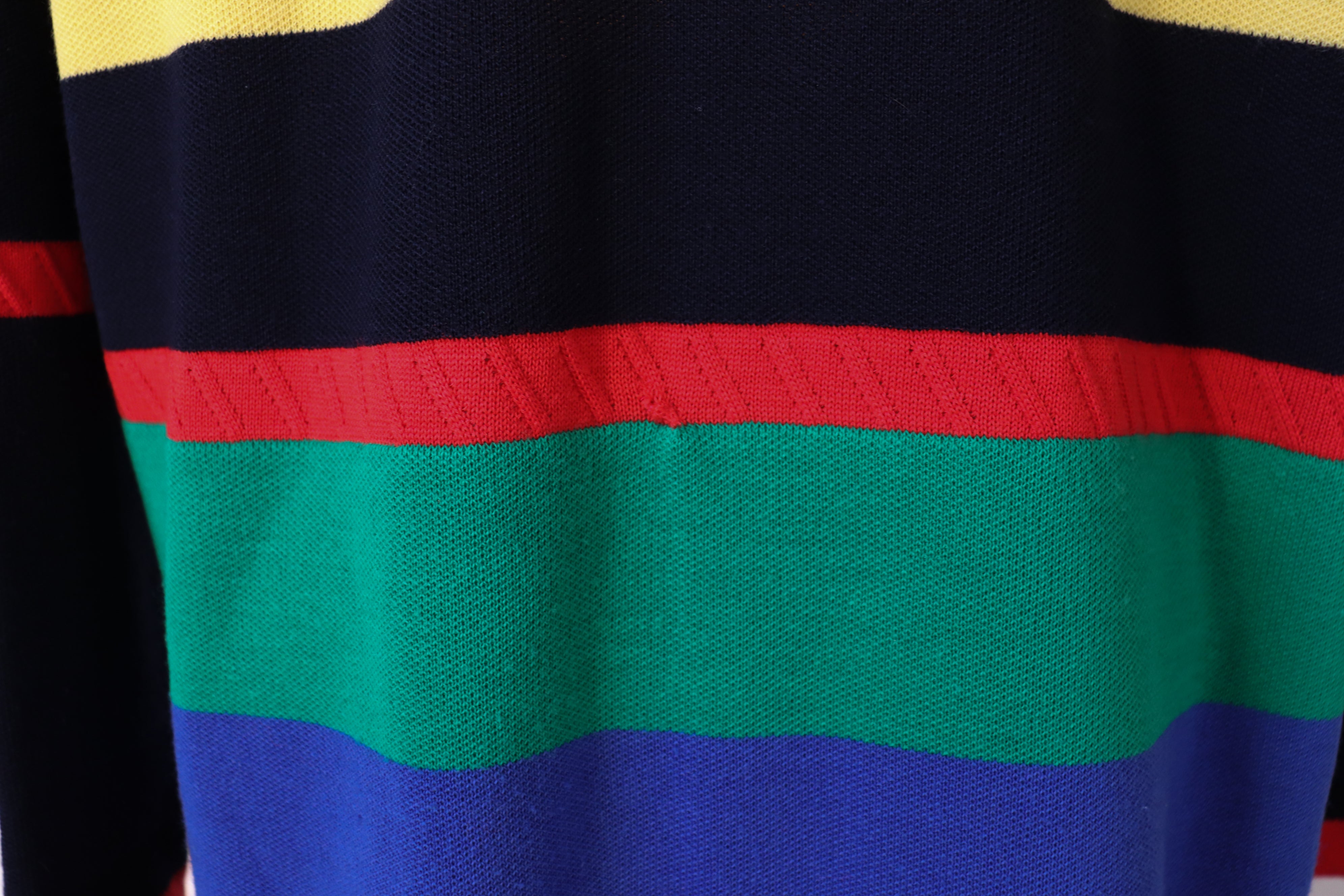 Long Vintage Cardigan - 1990s - Wool Blend - Colour Block Striped -  L / UK 14