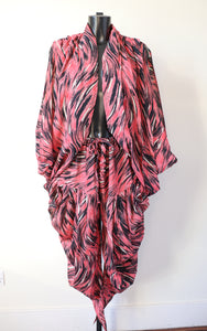 Vintage Harem Pants Suit - 1980s - Pink Top / Drop Crotch Trousers  - M / UK 12